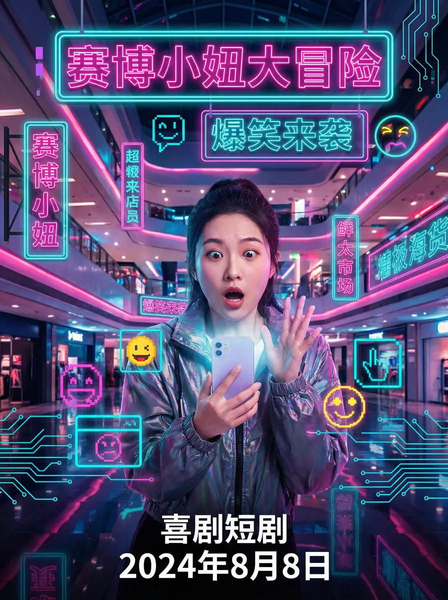人体蜈蚣下载 搞笑喜剧短剧 - 赛博小妞大冒险海报